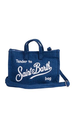 Pouch per smartphone in stile borsa tote in denim blu SAINT BARTH KIDS | PHONE00900436L